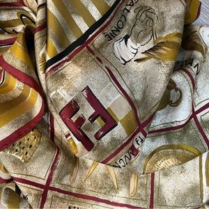 Fendi silk monogram, rolled hand sewn hem nwot